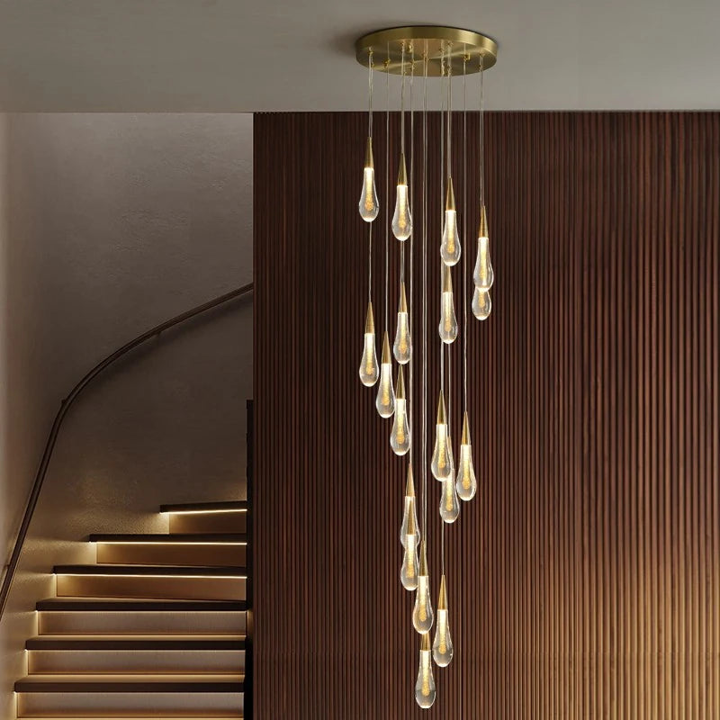 Luminaire de suspensions gouttes dorées