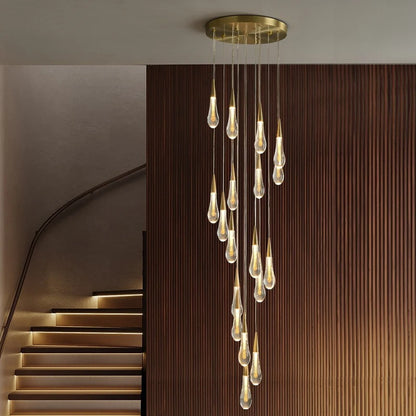 Luminaire de suspensions gouttes dorées
