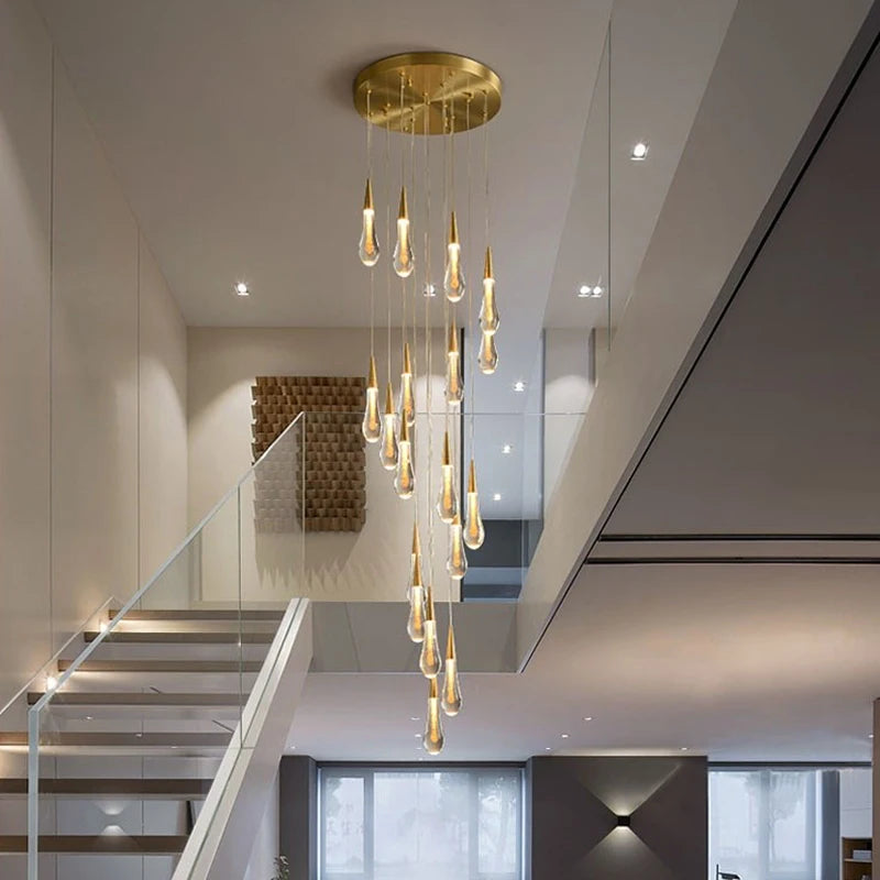 Luminaire de suspensions gouttes dorées