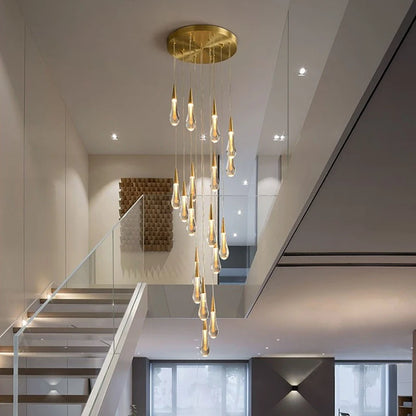 Luminaire de suspensions gouttes dorées