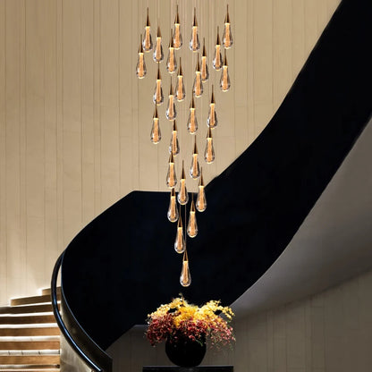 Luminaire de suspensions gouttes dorées
