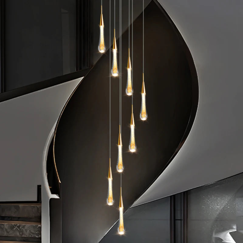 Luminaire de suspensions gouttes dorées
