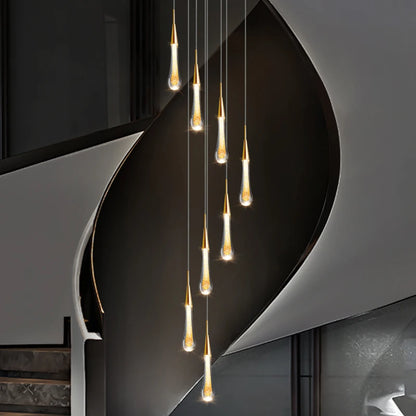 Luminaire de suspensions gouttes dorées