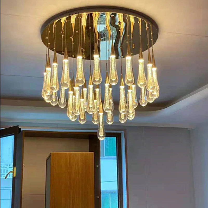 Luminaire de suspensions gouttes dorées