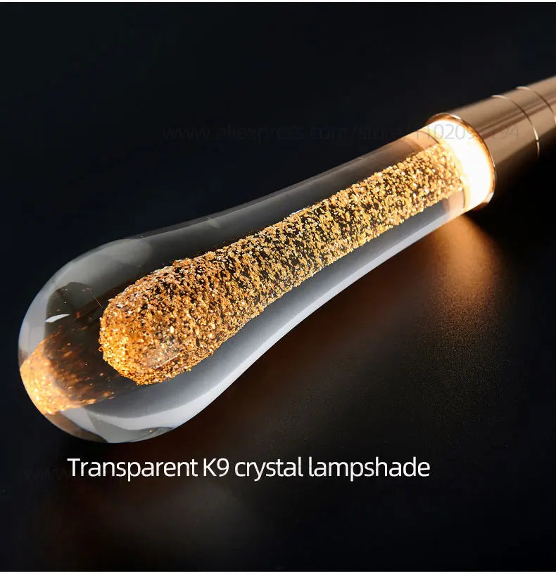 Luminaire de suspensions gouttes dorées