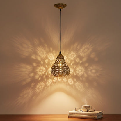Luminaire oriental en acier doré
