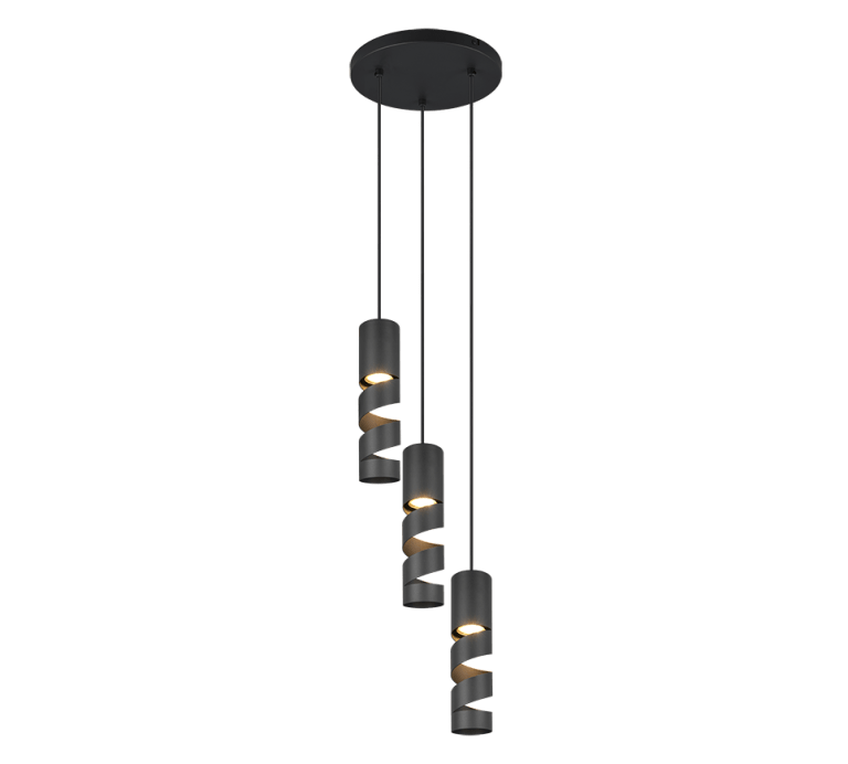 Lustre 3 Suspensions Noires en Métal