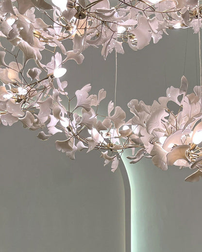Lustre Cascade Porcelaine Brise Ginkgo