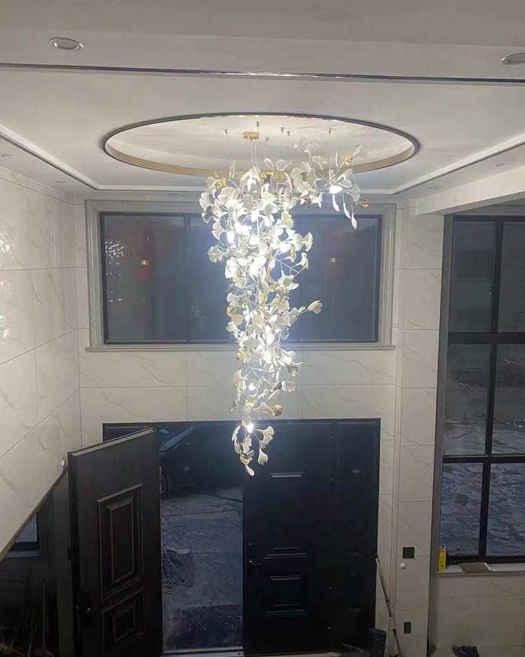 Lustre Cascade Porcelaine Brise Ginkgo