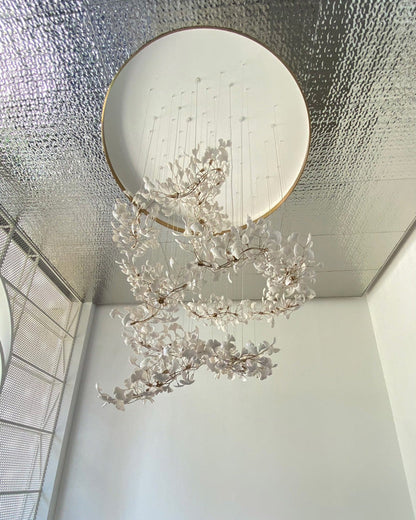 Lustre Cascade Porcelaine Brise Ginkgo