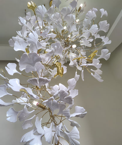 Lustre Cascade Porcelaine Brise Ginkgo