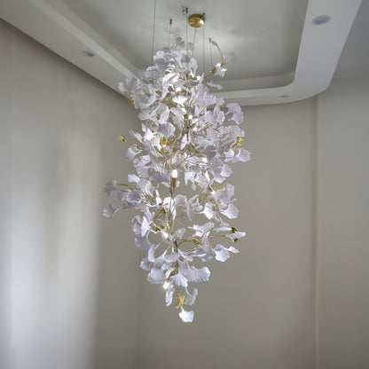 Lustre Cascade Porcelaine Brise Ginkgo