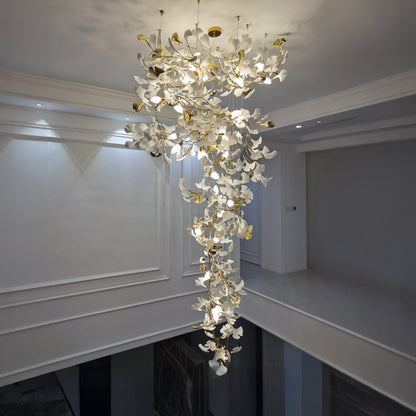Lustre Cascade Porcelaine Brise Ginkgo