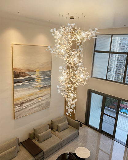 Lustre Cascade Porcelaine Brise Ginkgo