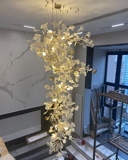 Lustre Cascade Porcelaine Brise Ginkgo