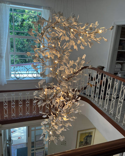 Lustre Cascade Porcelaine Brise Ginkgo