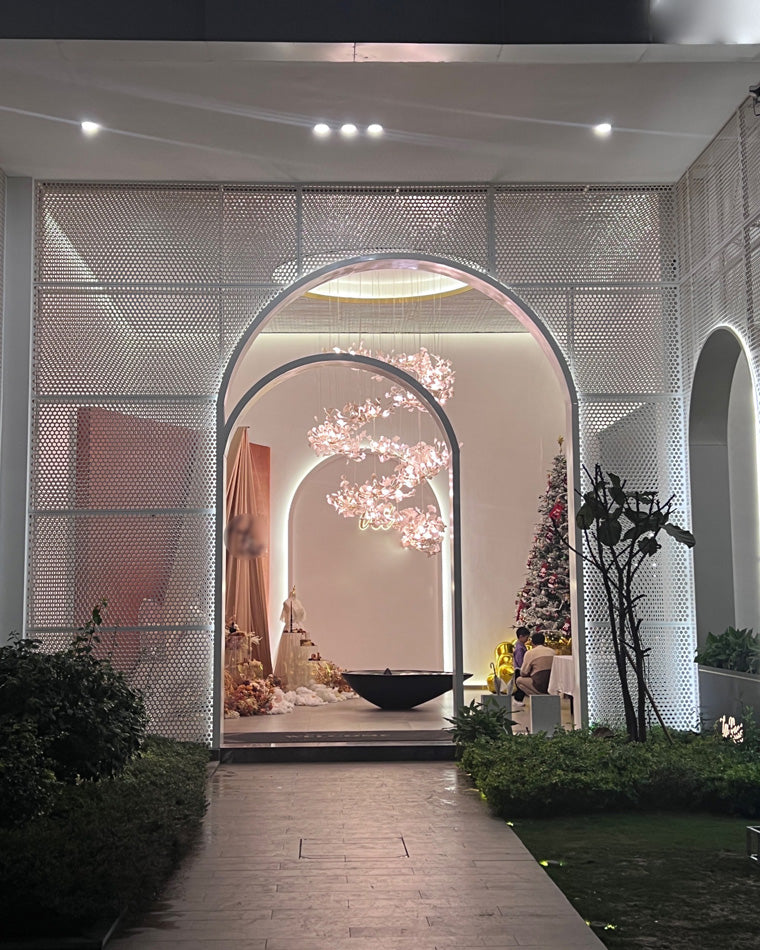 Lustre Cascade Porcelaine Brise Ginkgo