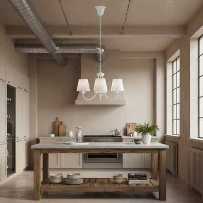 Lustre Chandelier Blanc en Tissu