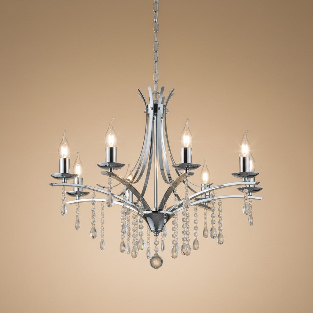 Lustre Chandelier Design en Chrome et Cristal