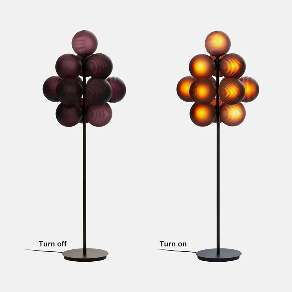 Lustre Grappe De Raisins Violet En Verre Avec Douille E27 LED Pour Plafonds Bas
