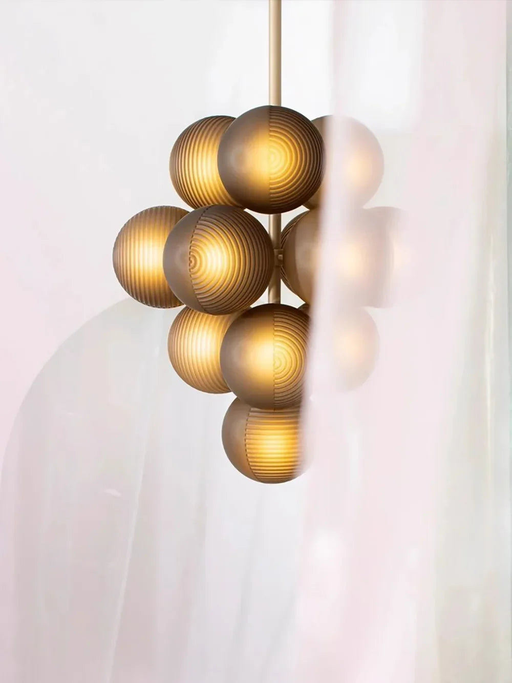 Lustre Grappe De Raisins Violet En Verre Avec Douille E27 LED Pour Plafonds Bas