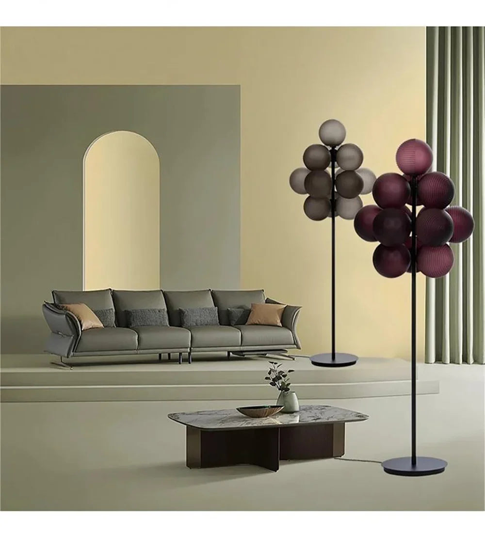 Lustre Grappe De Raisins Violet En Verre Avec Douille E27 LED Pour Plafonds Bas