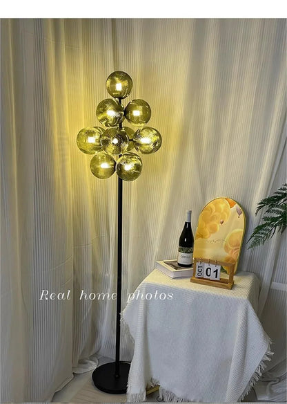 Lustre Grappe De Raisins Violet En Verre Avec Douille E27 LED Pour Plafonds Bas