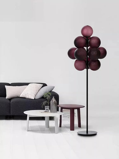 Lustre Grappe De Raisins Violet En Verre Avec Douille E27 LED Pour Plafonds Bas