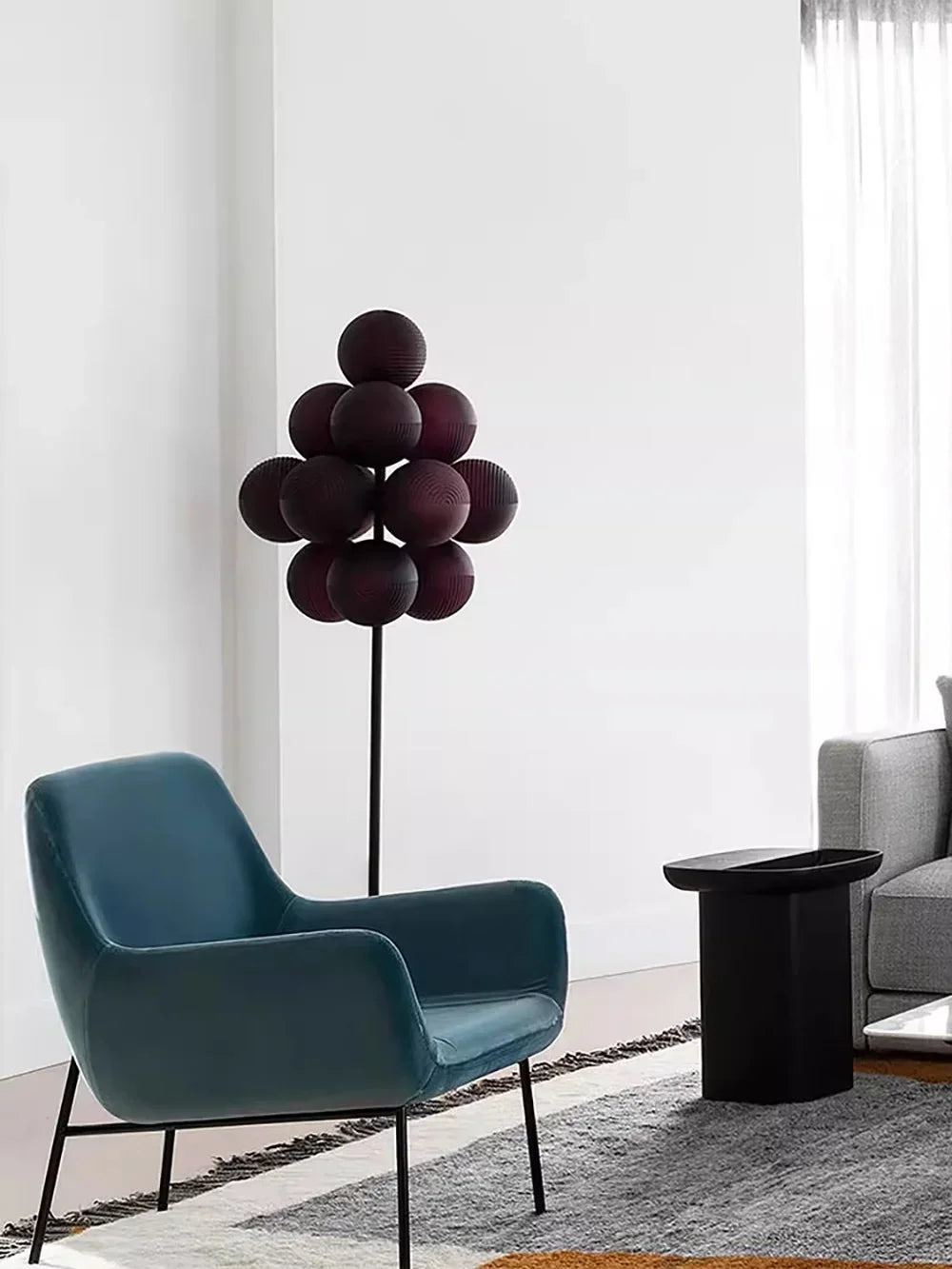 Lustre Grappe De Raisins Violet En Verre Avec Douille E27 LED Pour Plafonds Bas