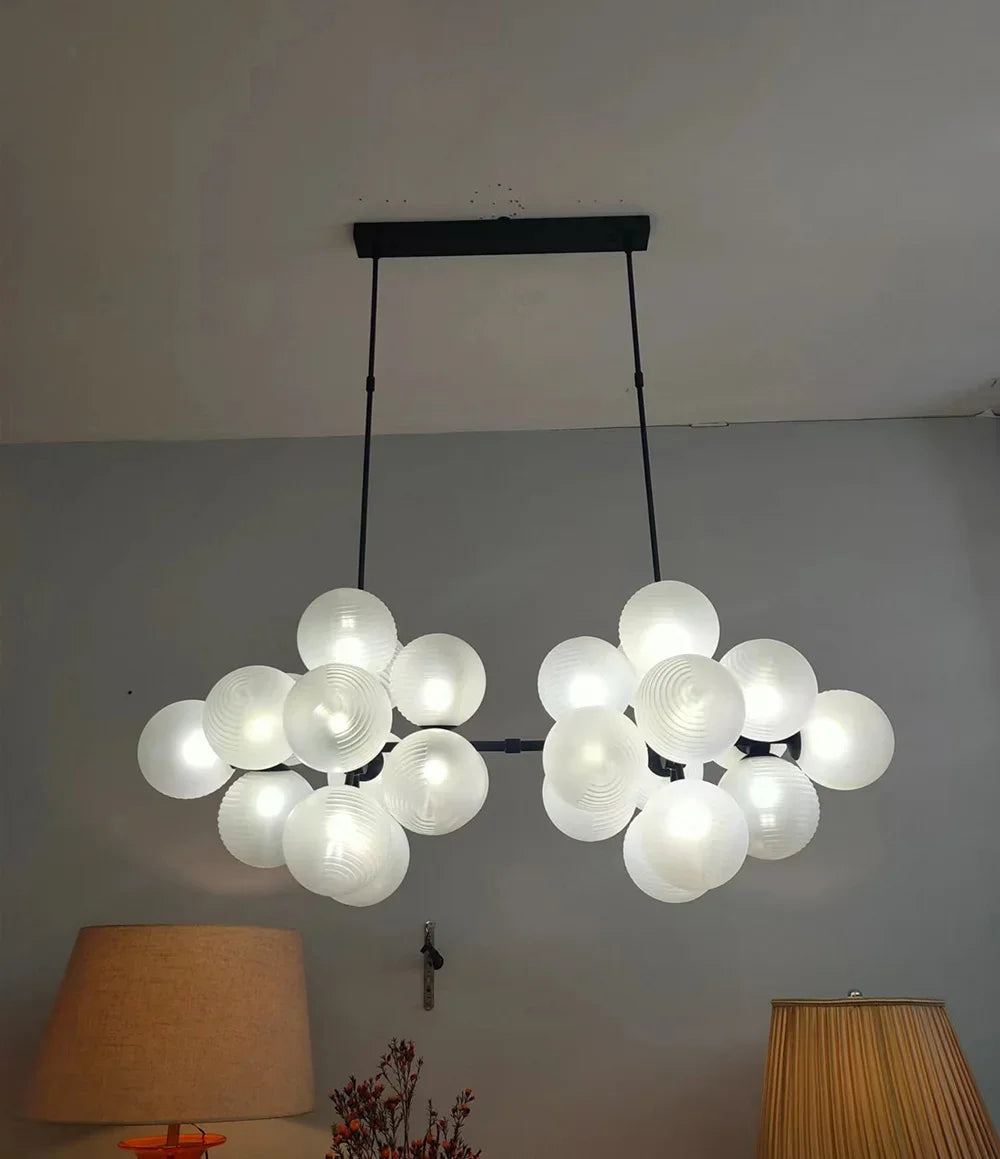 Lustre Grappe De Raisins Violet En Verre Avec Douille E27 LED Pour Plafonds Bas