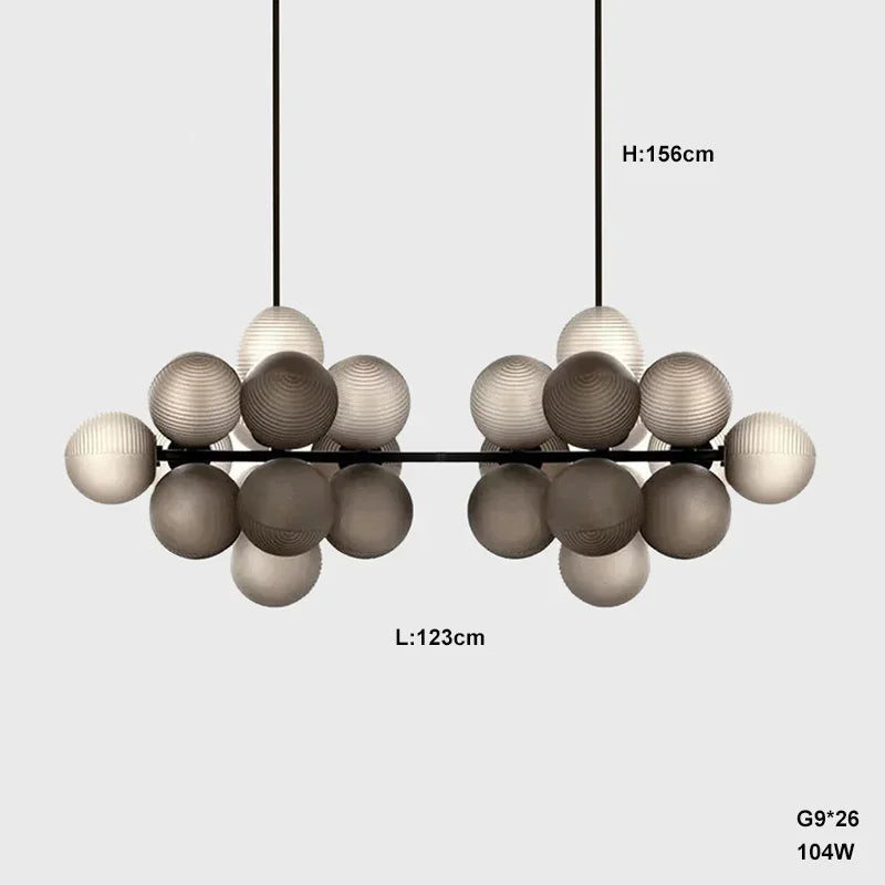 Lustre Grappe De Raisins Violet En Verre Avec Douille E27 LED Pour Plafonds Bas