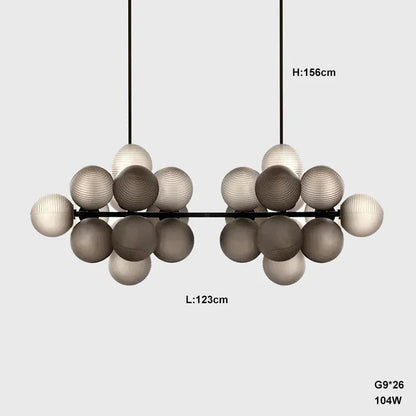 Lustre Grappe De Raisins Violet En Verre Avec Douille E27 LED Pour Plafonds Bas