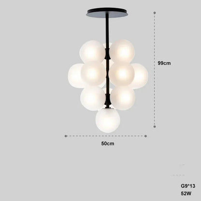 Lustre Grappe De Raisins Violet En Verre Avec Douille E27 LED Pour Plafonds Bas