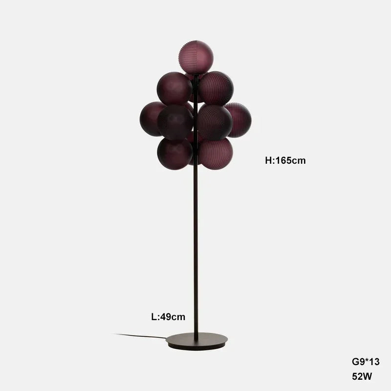 Lustre Grappe De Raisins Violet En Verre Avec Douille E27 LED Pour Plafonds Bas