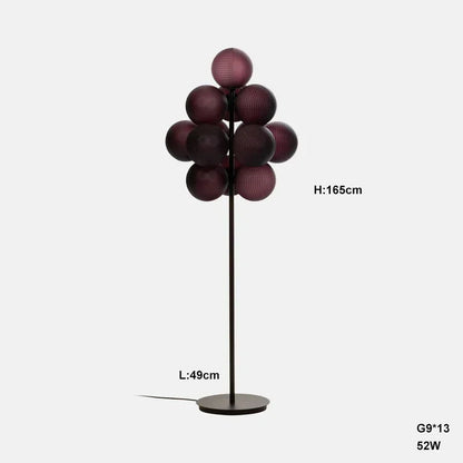 Lustre Grappe De Raisins Violet En Verre Avec Douille E27 LED Pour Plafonds Bas