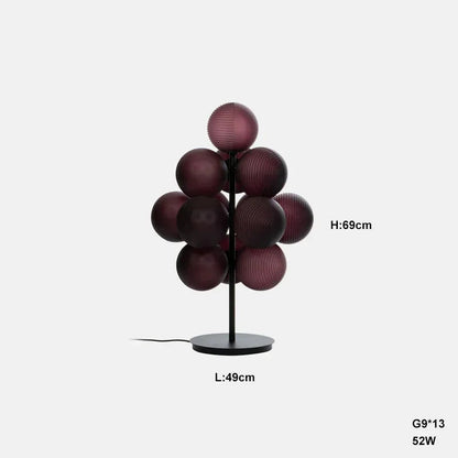 Lustre Grappe De Raisins Violet En Verre Avec Douille E27 LED Pour Plafonds Bas