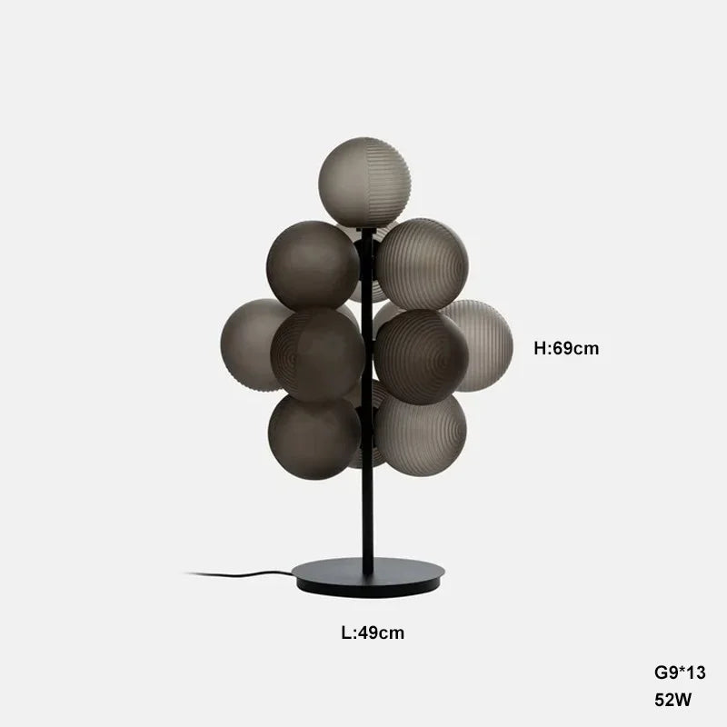Lustre Grappe De Raisins Violet En Verre Avec Douille E27 LED Pour Plafonds Bas