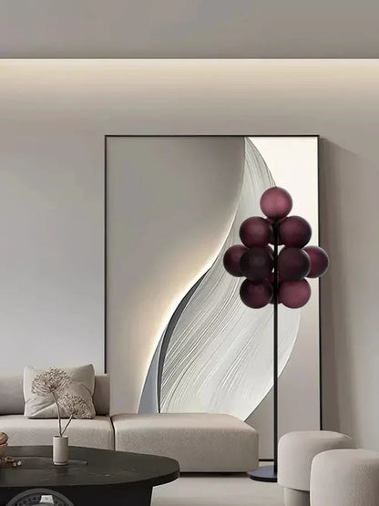 Lustre Grappe De Raisins Violet En Verre Avec Douille E27 LED Pour Plafonds Bas