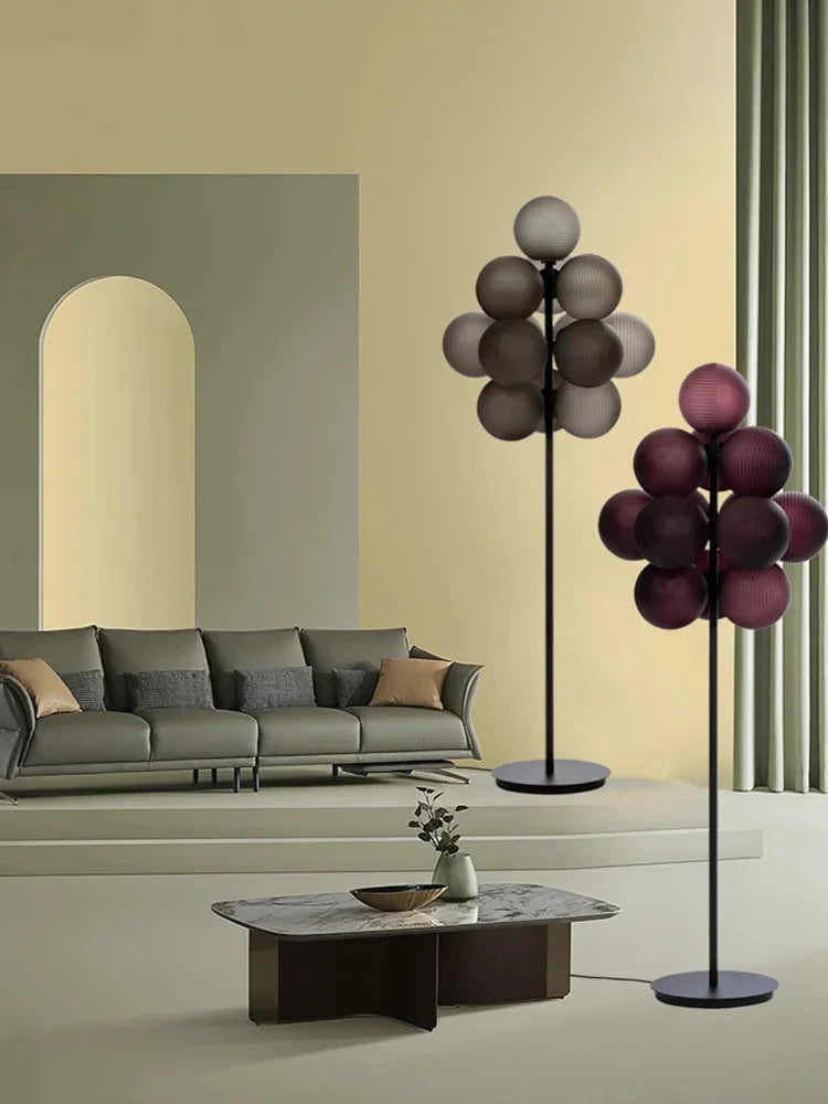 Lustre Grappe De Raisins Violet En Verre Avec Douille E27 LED Pour Plafonds Bas