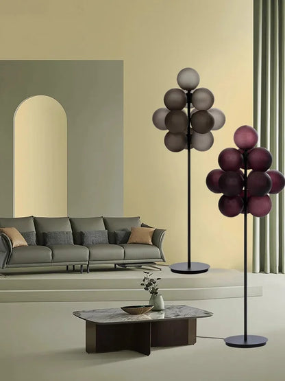 Lustre Grappe De Raisins Violet En Verre Avec Douille E27 LED Pour Plafonds Bas