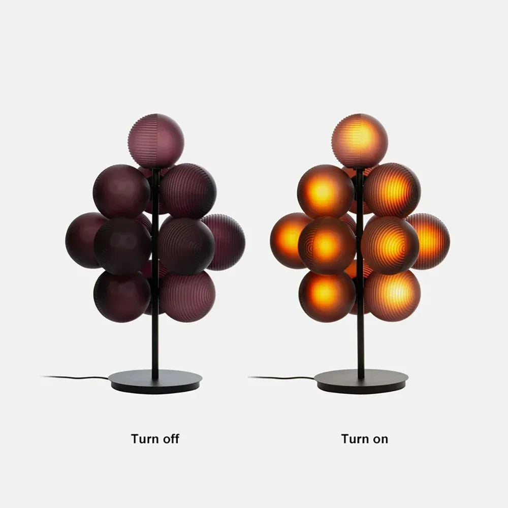 Lustre Grappe De Raisins Violet En Verre Avec Douille E27 LED Pour Plafonds Bas
