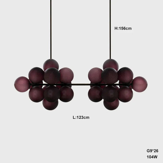 Lustre Grappe de Raisins Violet Verre E27 Plafond Bas