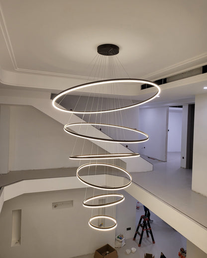 Lustre LED Annulaire - Élégance en Cascade