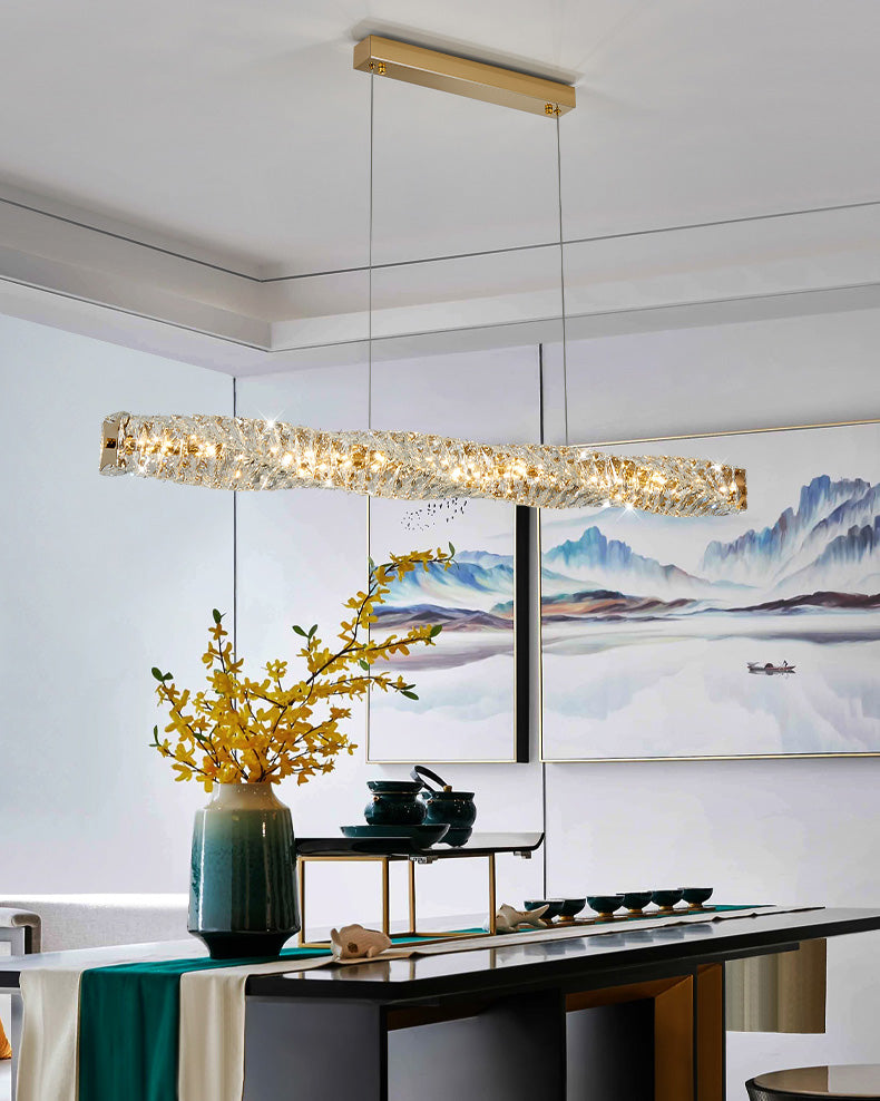 Lustre Linéaire - Cristal Élégance