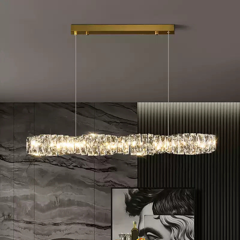 Lustre Linéaire - Cristal Élégance