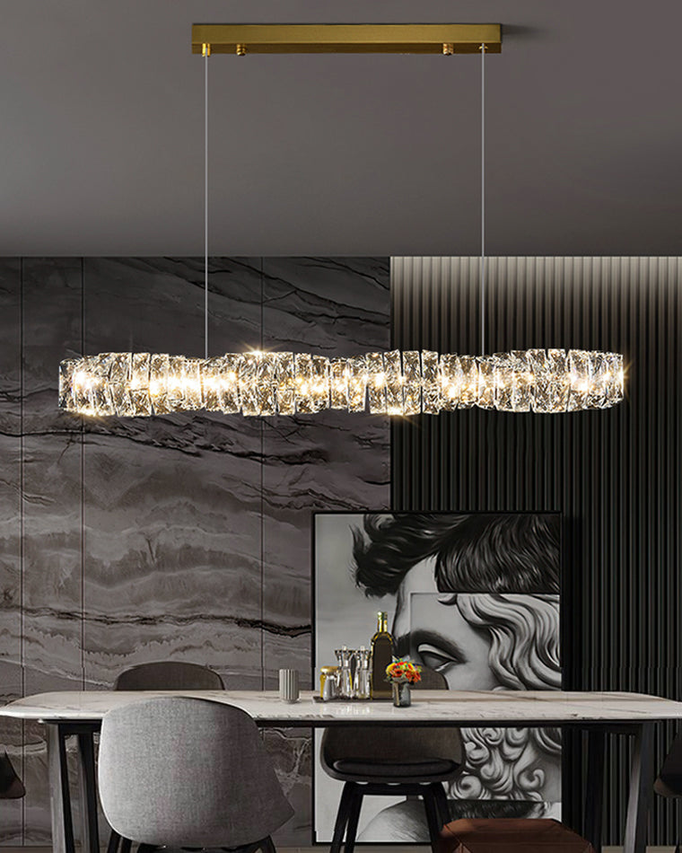 Lustre Linéaire - Cristal Élégance