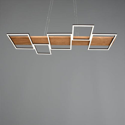 Lustre Long en Bois - Style Moderne
