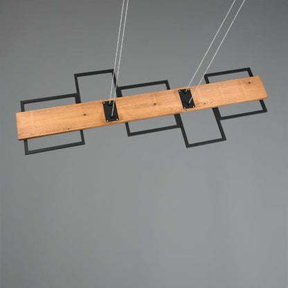 Lustre Long en Bois - Style Moderne
