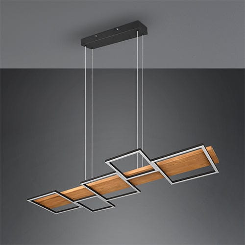 Lustre Long en Bois - Style Moderne