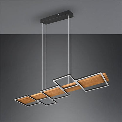 Lustre Long en Bois - Style Moderne
